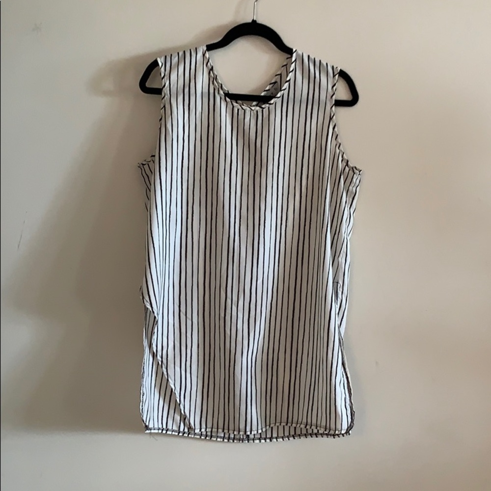 Flowy vertical striped tank-top style blouse.